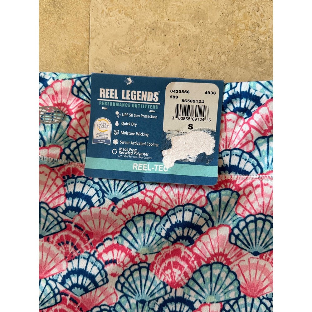 Reel Legends Reel-Tec Shell Print Performance Skort Pink Blue UPF 50 S Coastal - Picture 4 of 5